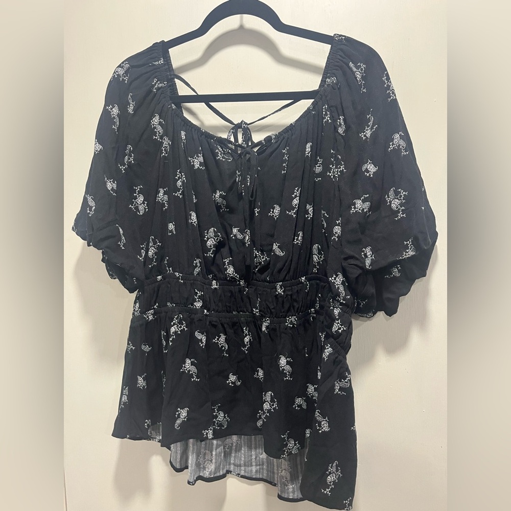 Maurices Black and White Floral Blouse